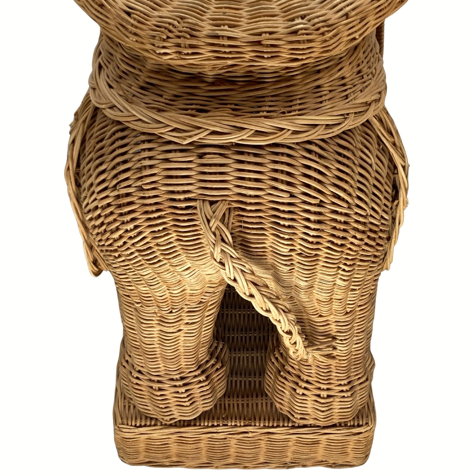 Rattan bamboo wicker elephant pedestal or side table, 1970s