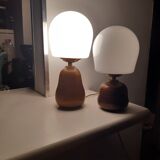 Pair of opaline wood lamps