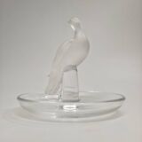 Lalique France – Satin-finished crystal dish with bird, vintage model