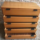Vintage chest of drawers 1980's blond beech 5 drawers
