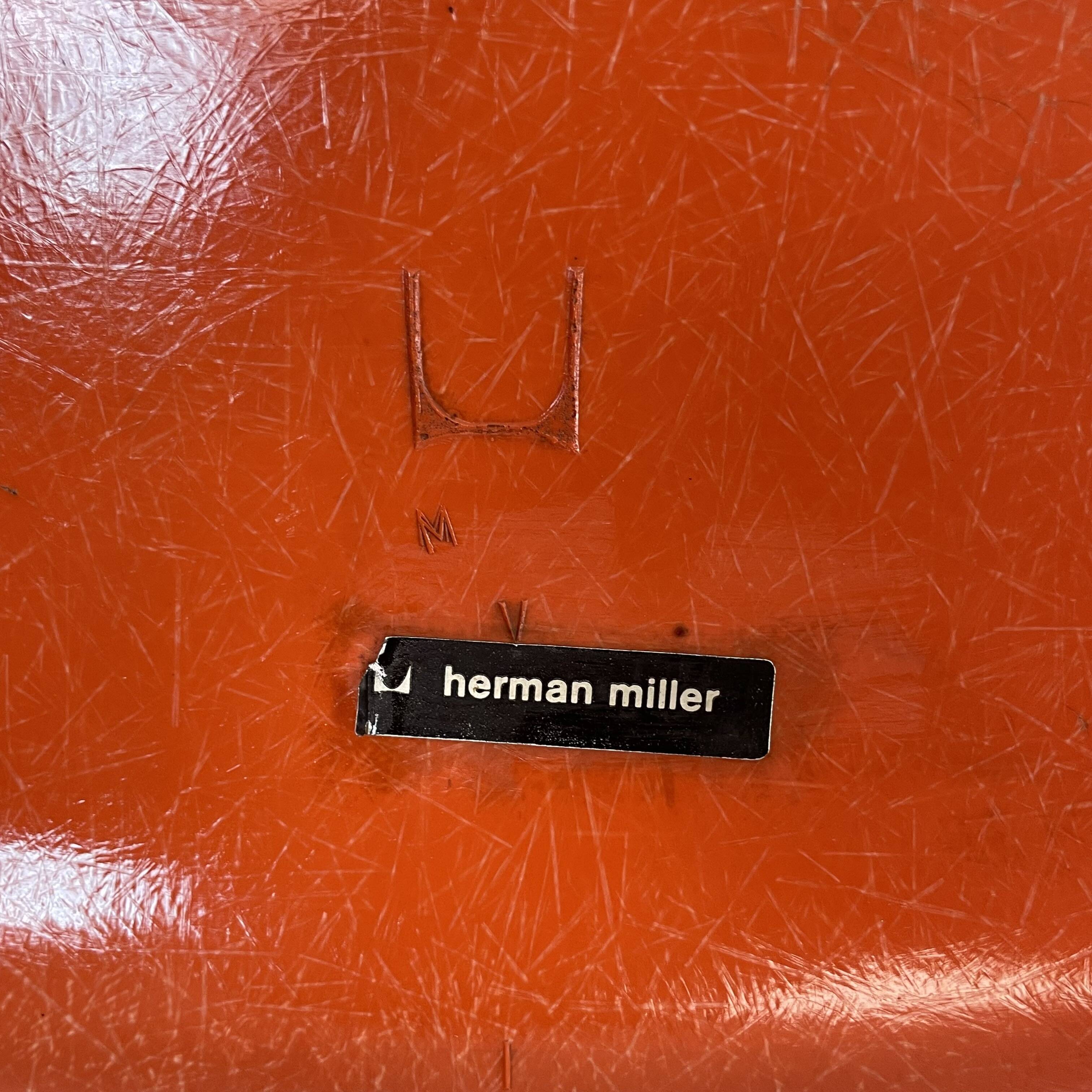 Set of 4 Eames for Herman Miller DSS side chairs in coral