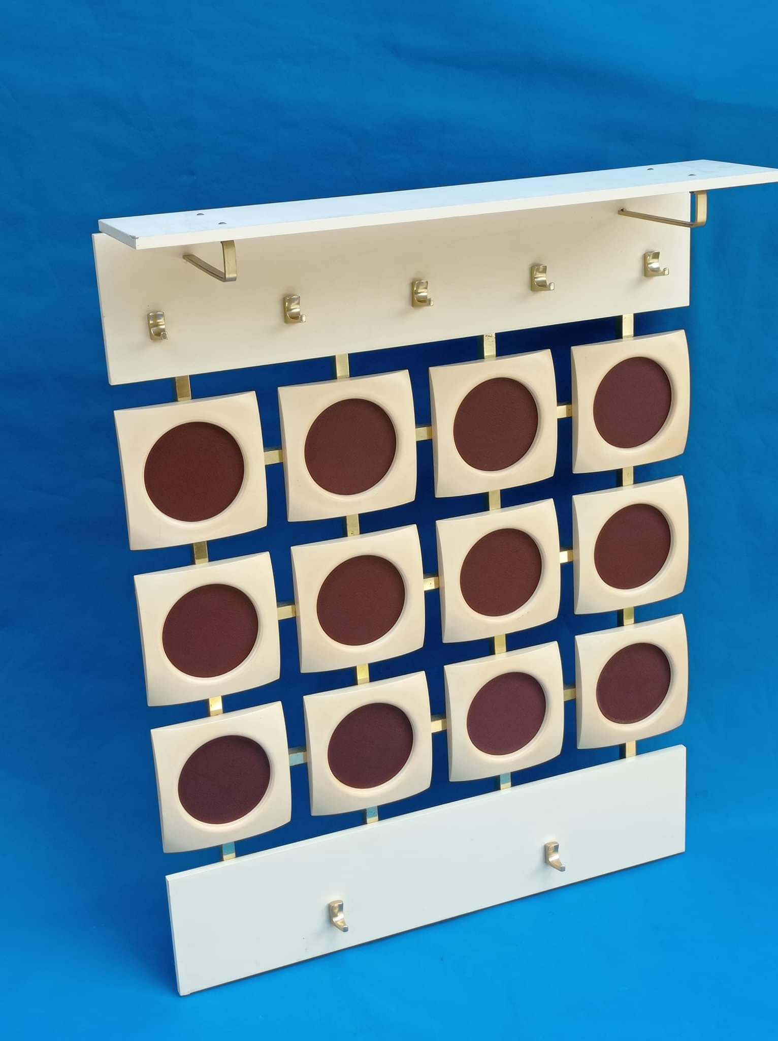 White wall coat rack from the 60s-70s