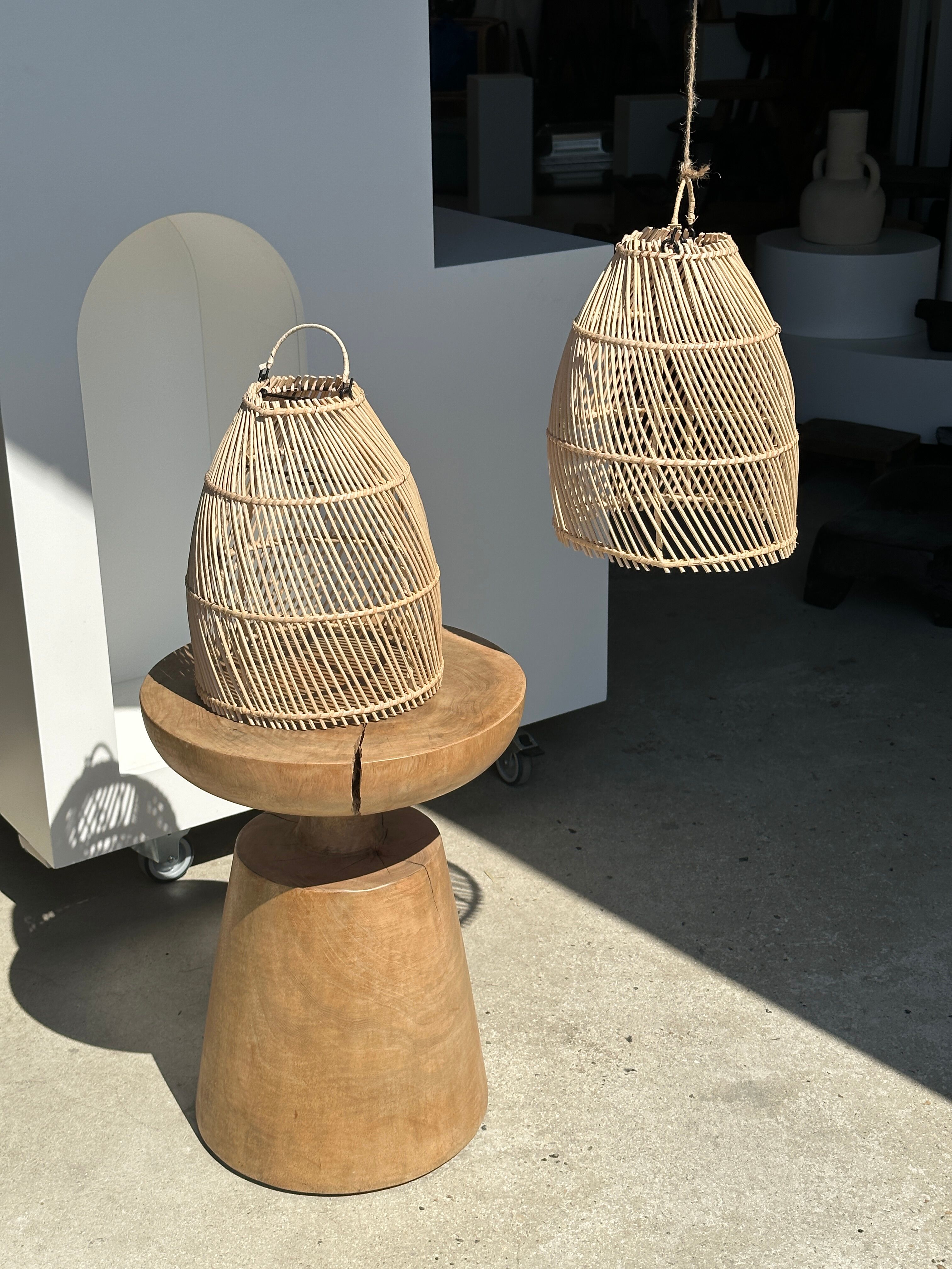 Suspension en rotin en forme de cloche d25 h28