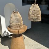 Rattan pendant lamp in the shape of bell D25 H28