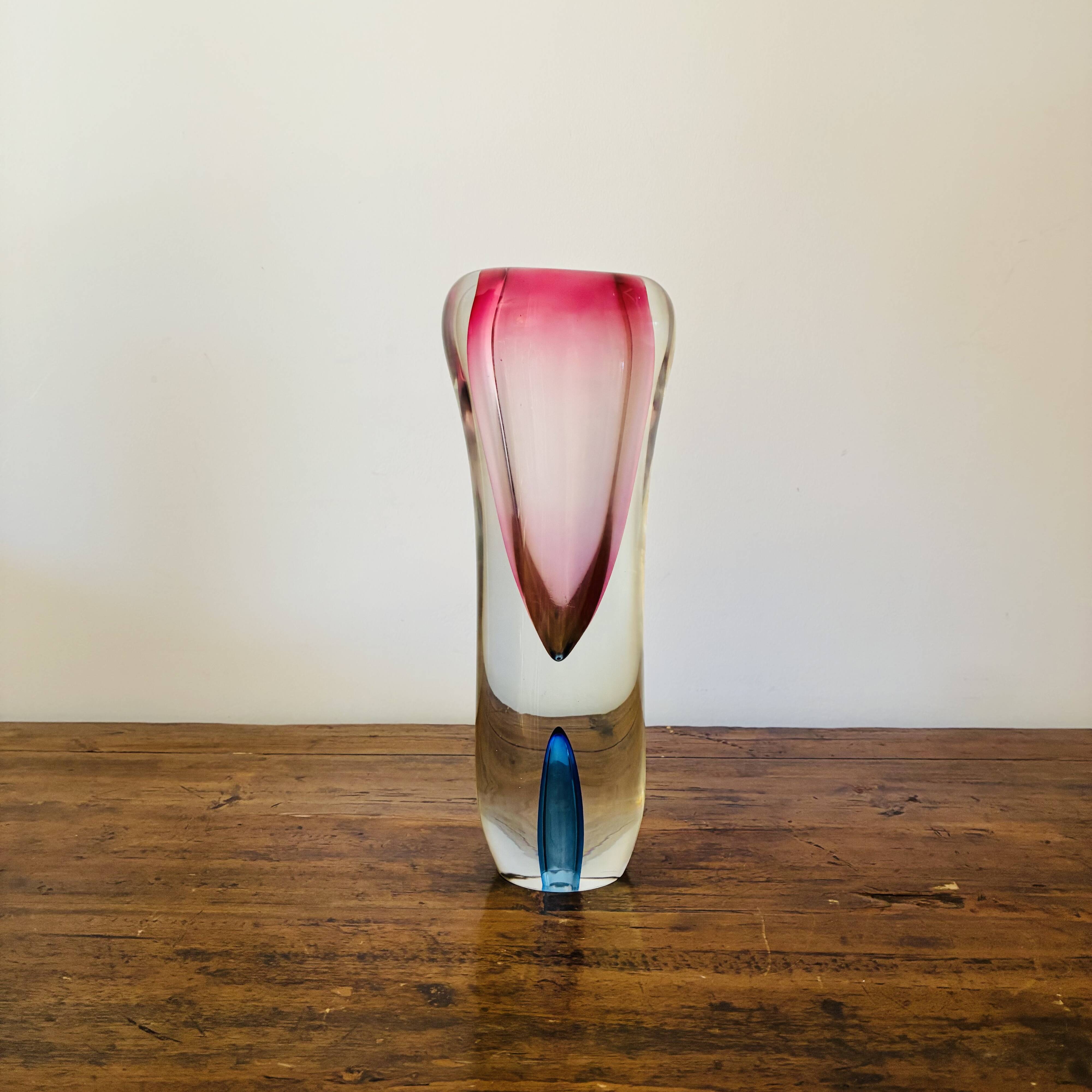 Vase en verre sommerso de Murano, années 1960, dans le style de Flavio Poli