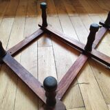 Old telescopic wooden wall coat rack - 10 accordion hook coat rack