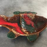 Plat à compartiments pour apéritif en céramique de vallauris  forme de poisson vintage 34 cm