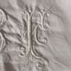 Old very large linen sheet monogrammed BF