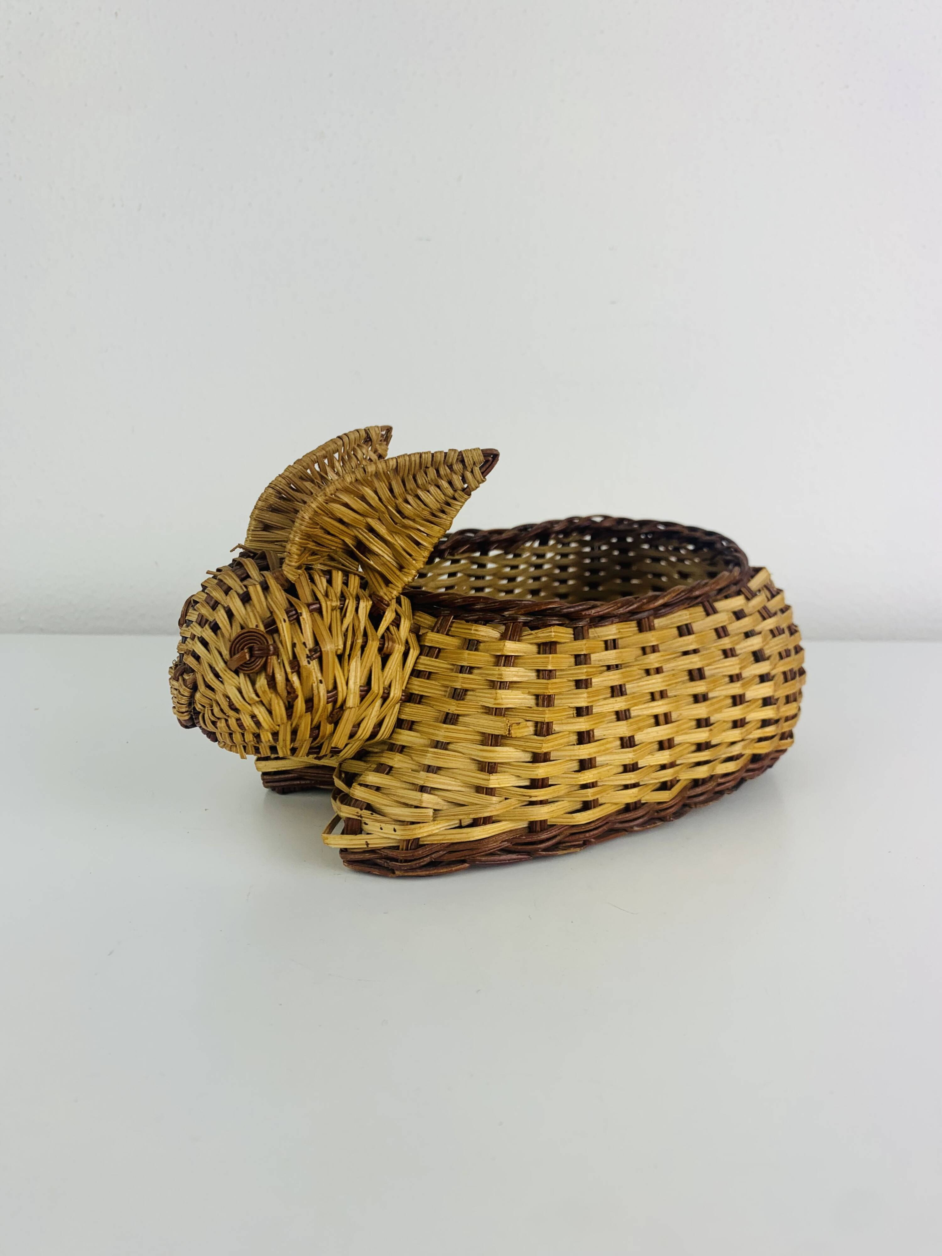 Vintage wicker rabbit basket