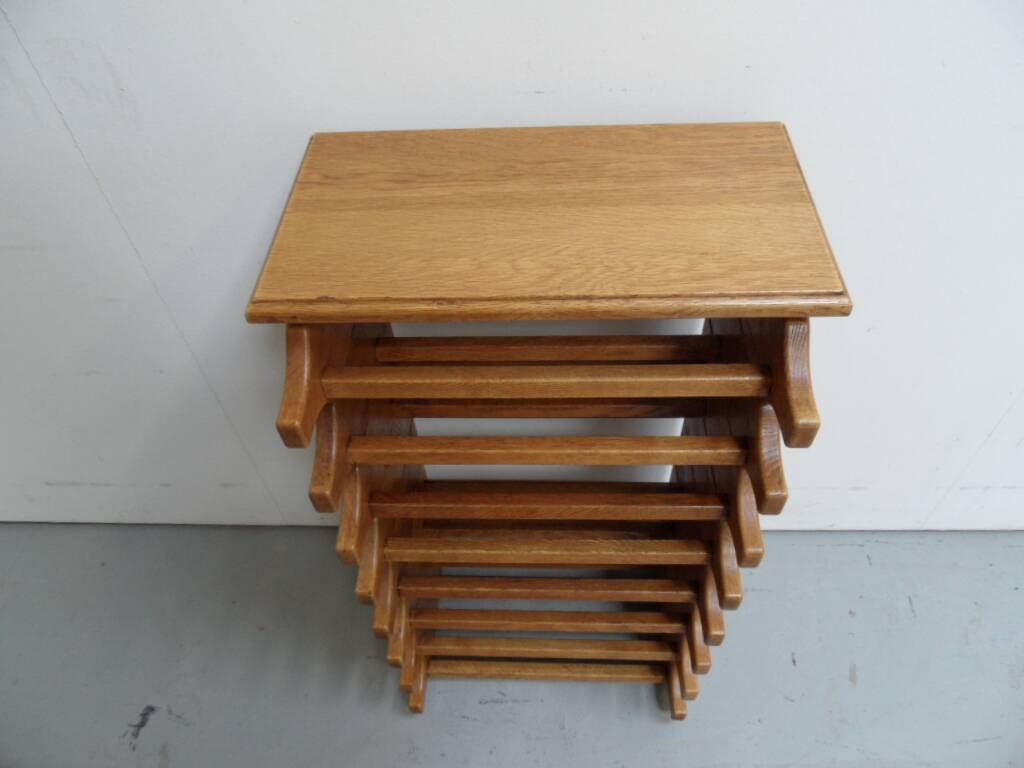 Brutalist oak stackable wine rack 1960's