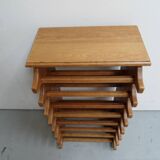 Brutalist oak stackable wine rack 1960's