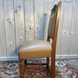 Suite de 8 chaises style Louis XIII - Haute époque en cuir