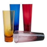 Four handmade colored tall glasses