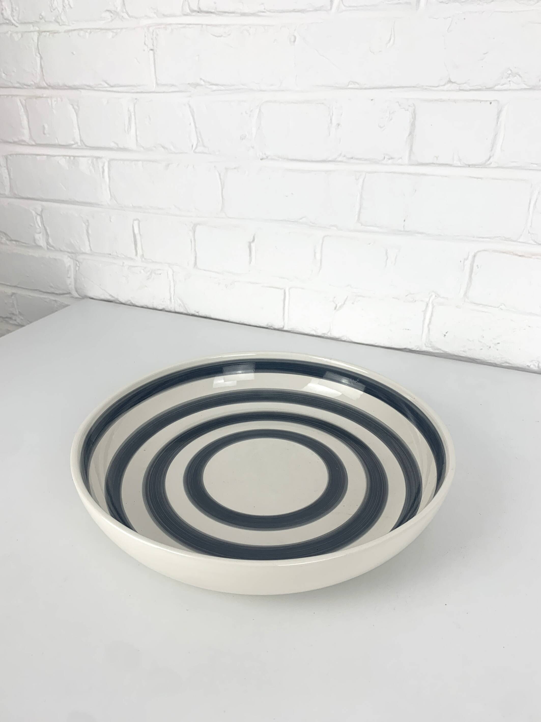 Large ceramic bowl or dish from Kähler, Denmark, striped pattern