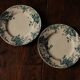 Mismatched lot 4 flat plates + small Saint Amand Terre de fer Blue Green
