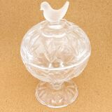 Crystal bird candy or sugar bowl