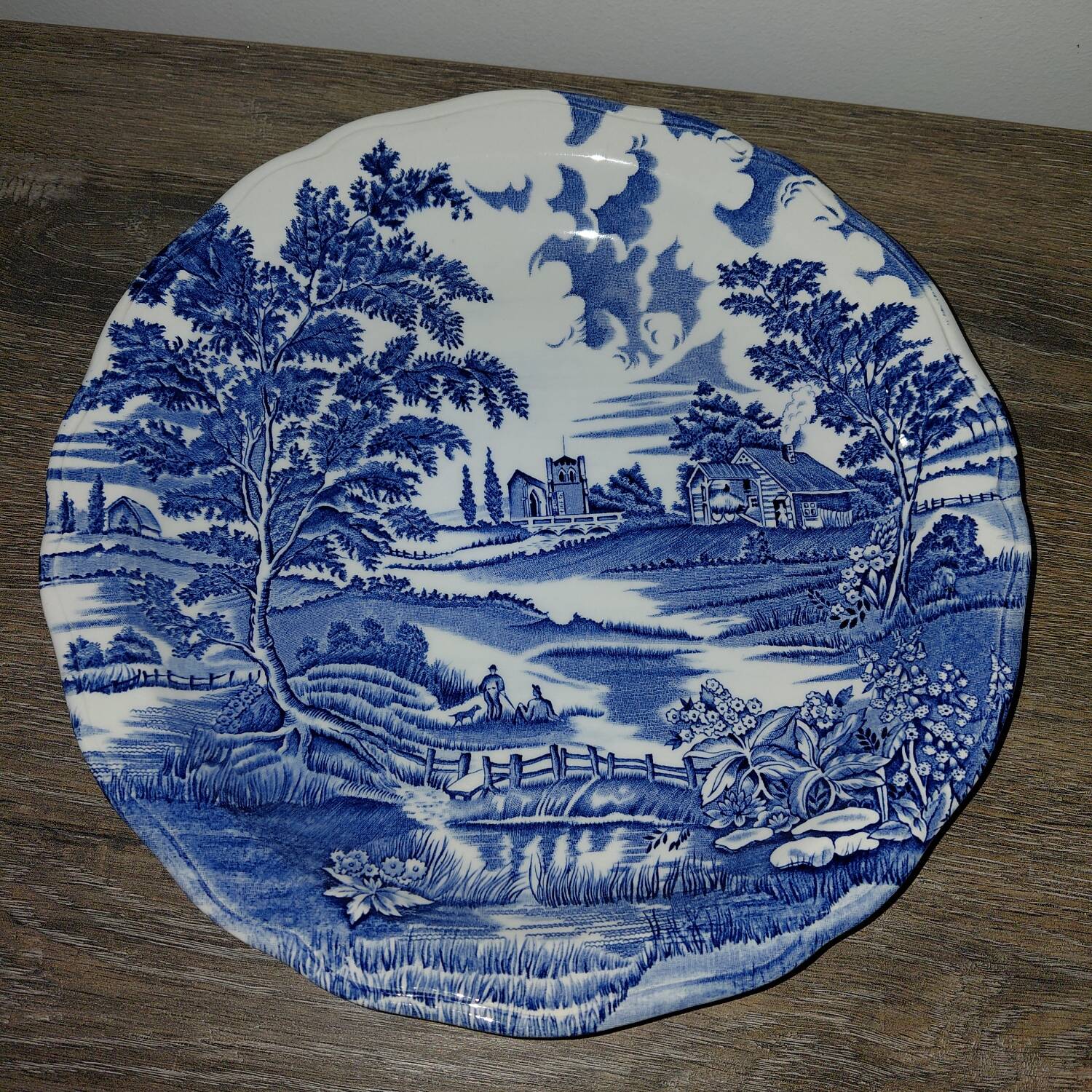 Lunéville porcelain - 28 cm serving plate, blue landscape