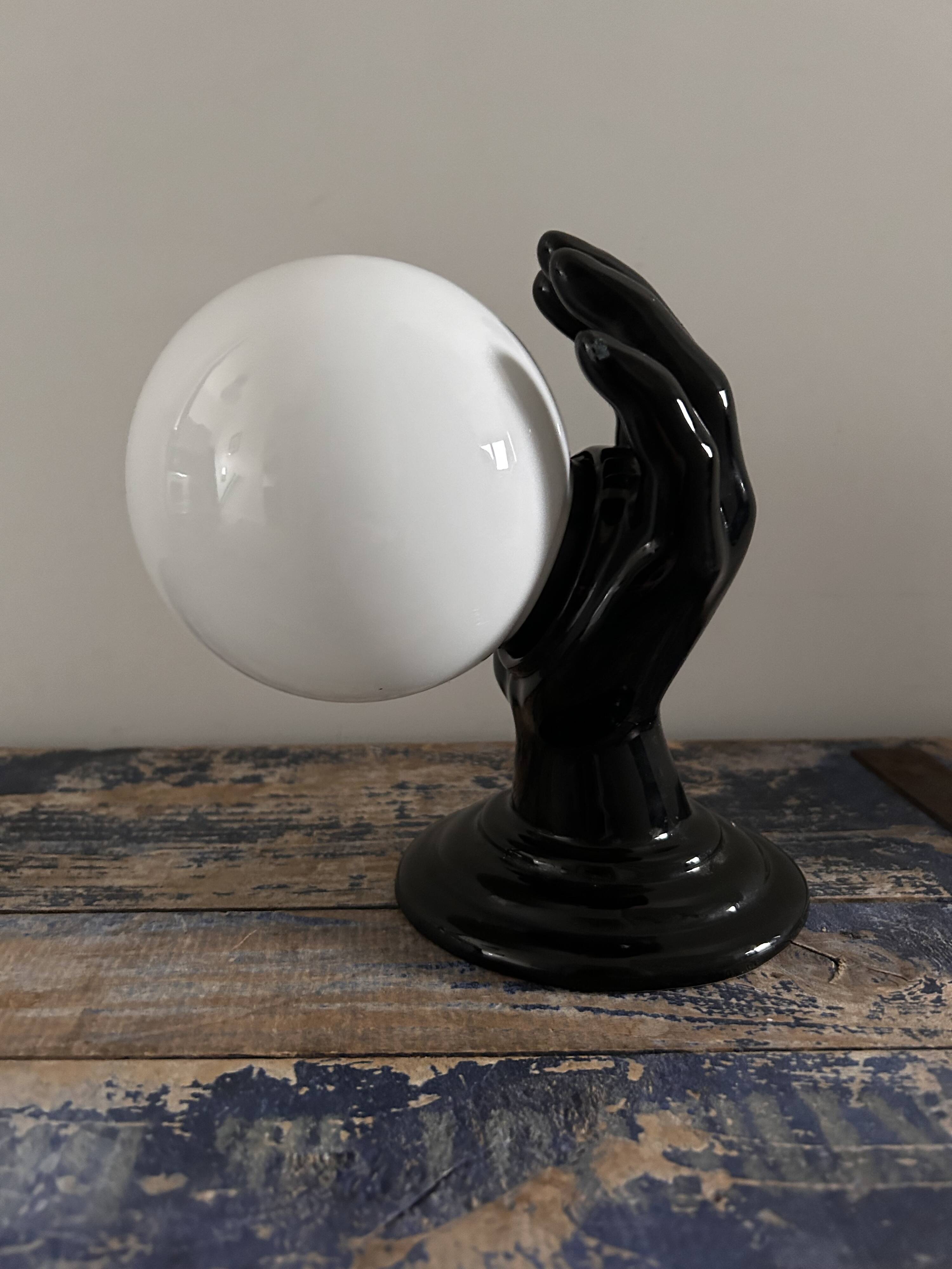Handmade wall light in black and opaline ceramic