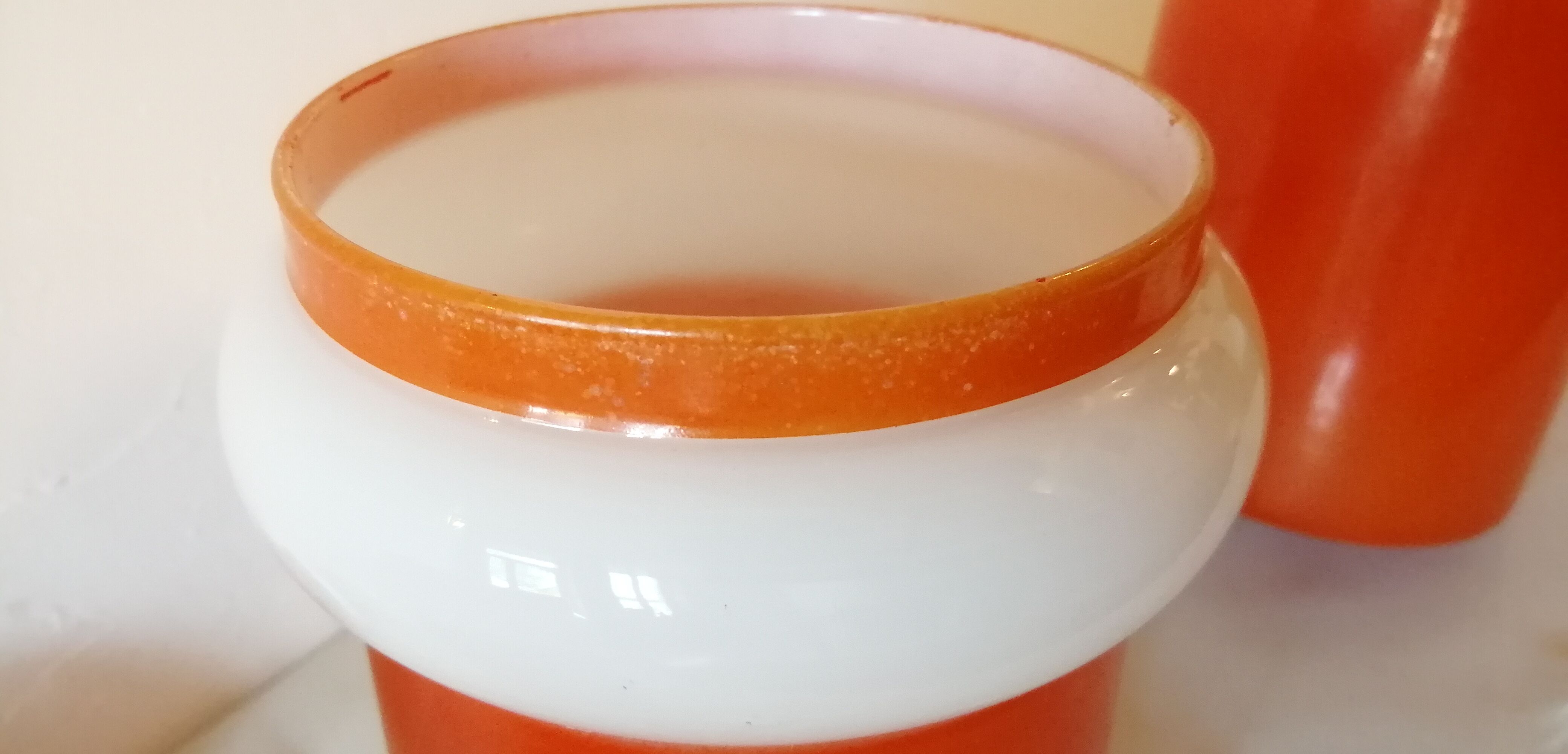 Set de 3 suspensions en opaline orange vintage