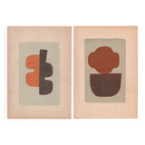Paintings on old paper - abstract paintings signed Eawy