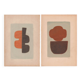 Peintures sur papier ancien - tableaux abstraits signés Eawy