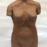 School bust of a female body in red clay terracotta