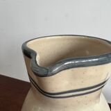 Off-white glossy ceramic decanter, hand-painted gray blue patterns H:20cm