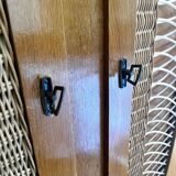 Wood and rattan cabinet 60s