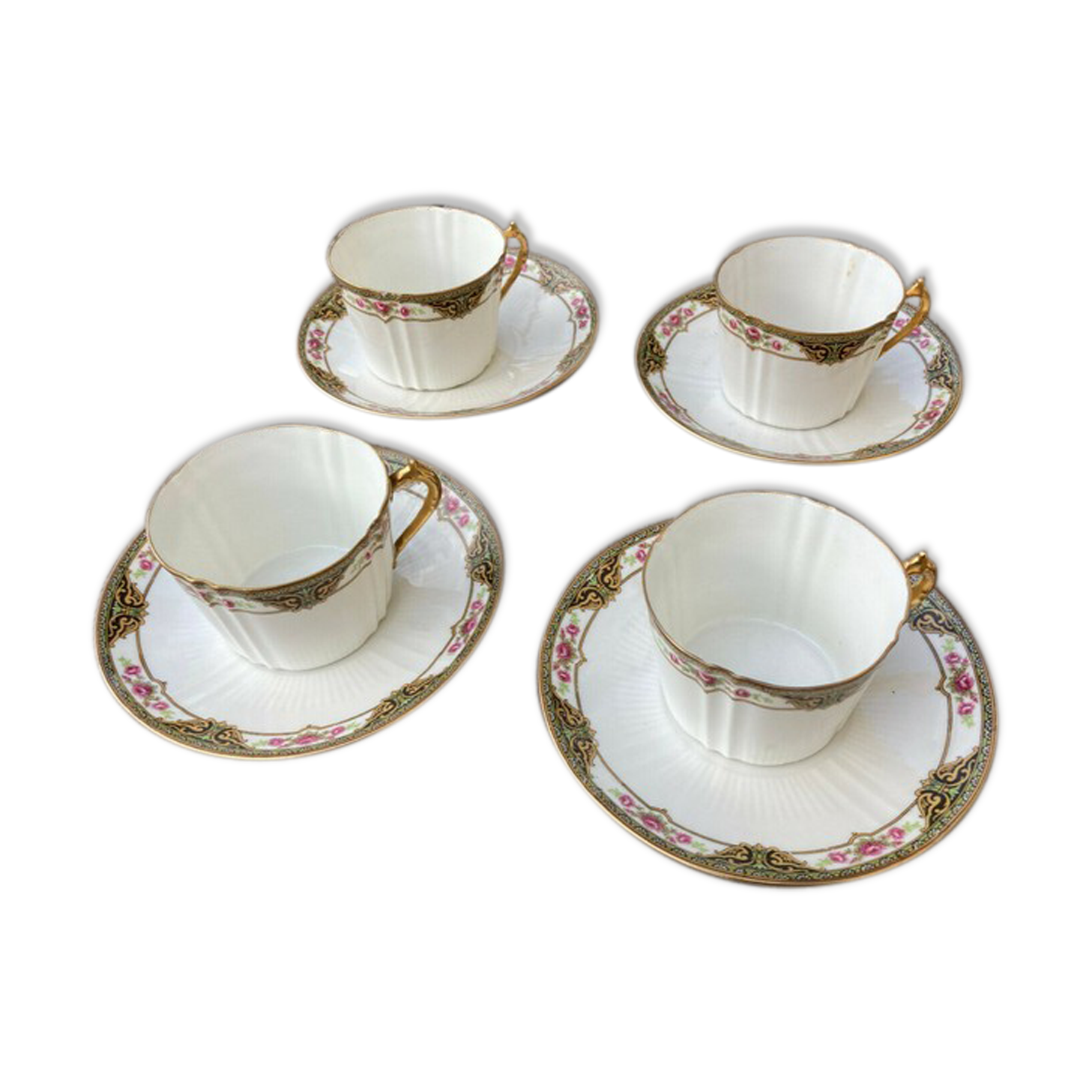 4 cups and under cups Limoges porcelain - Chabrol & Poirier 1925