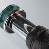 Black leather chair by Giovanni Tommaso Garattoni Italy glass and black leather