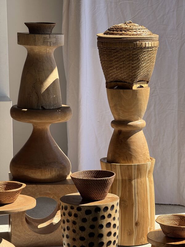 Pawn Natural - Tabouret, table d'appoint, bout de canapé en manguier massif