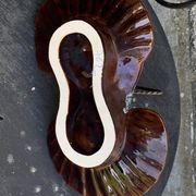 Servant in the shape of an enamelled ceramic shell and forged iron in vintage Vallauris style