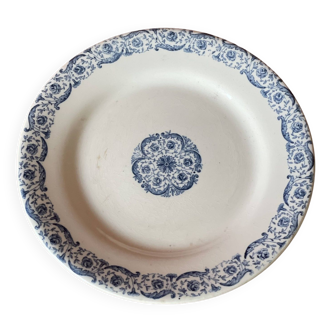 Flat plate in Gien porcelain, Biarritz model