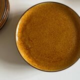 Set of 8 Dieulefit glazed earth plates workshop Mourre Milon 1970