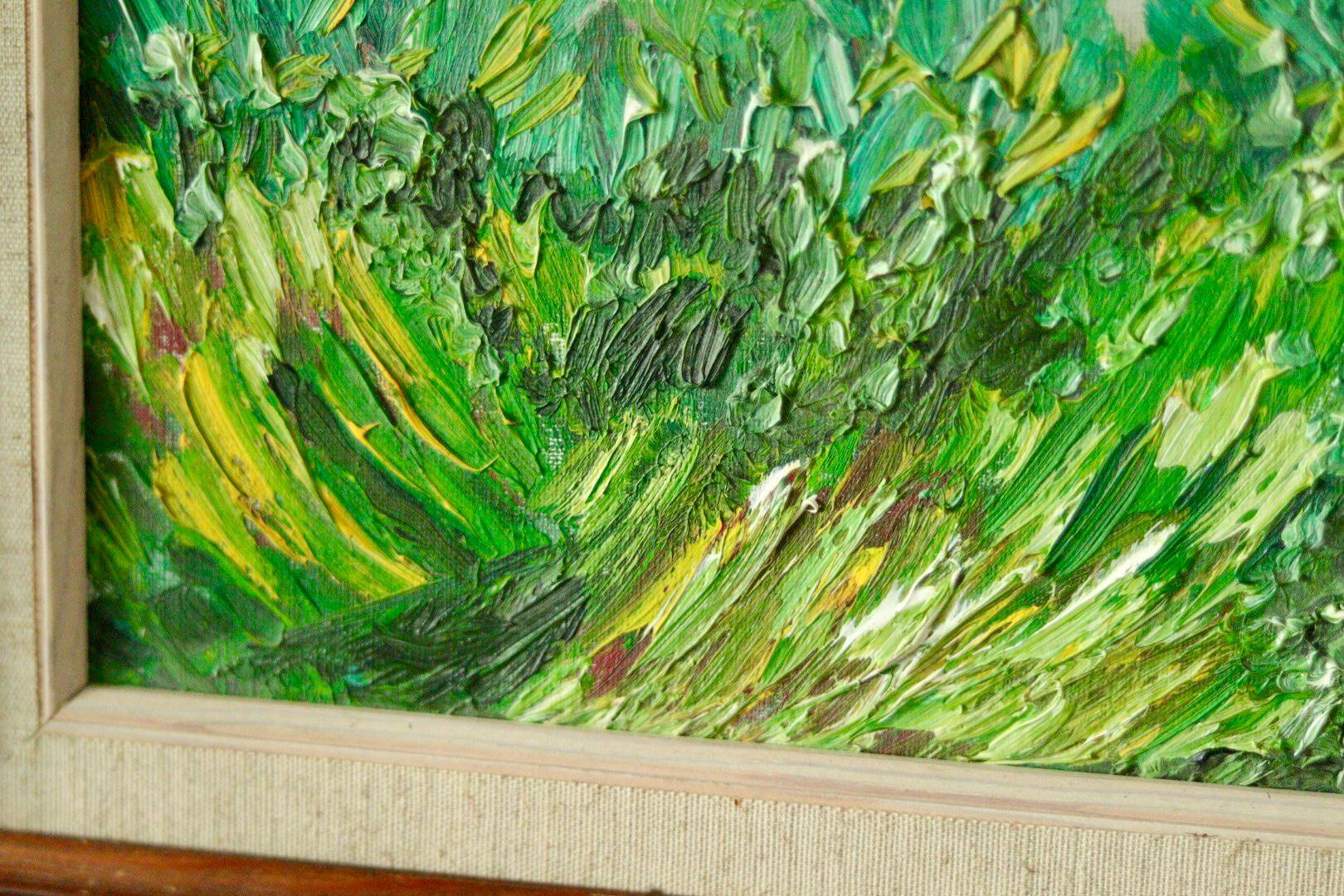 Original mid-century oil on canvas – "Vibrant Landscape"
