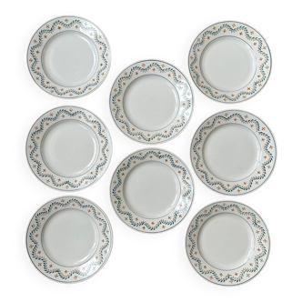 Série de 8 assiettes plates anciennes