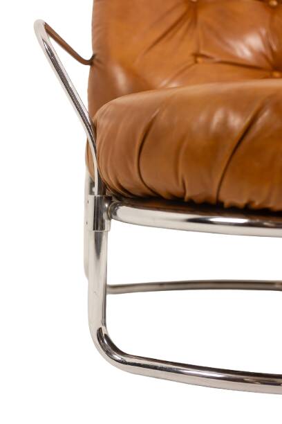 Carlo Di Carli. Leather and metal armchair. 1970s.