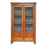 Blond wood cabinet with glass doors, 1970s.