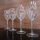 Set of 4 Vintage Engraved Crystal White Wine Glasses