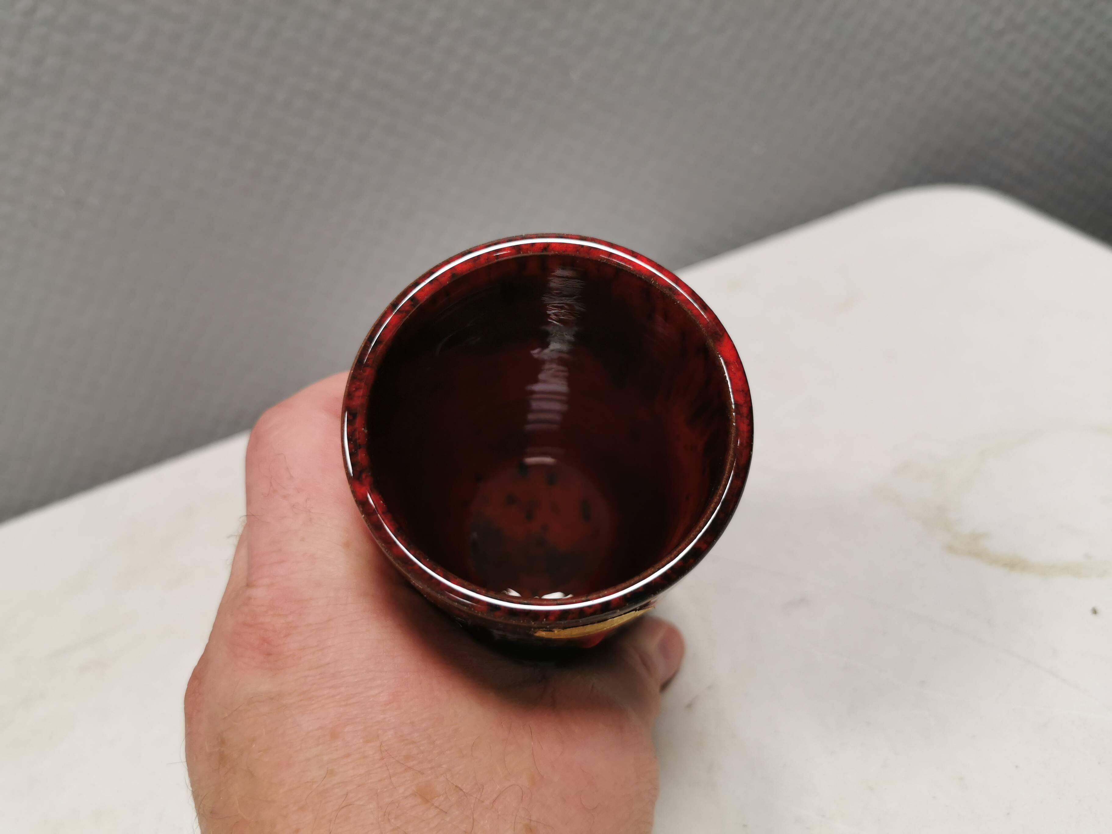Vase with run-glaze, Denmark, 1970s. Made by Ernst Faxe