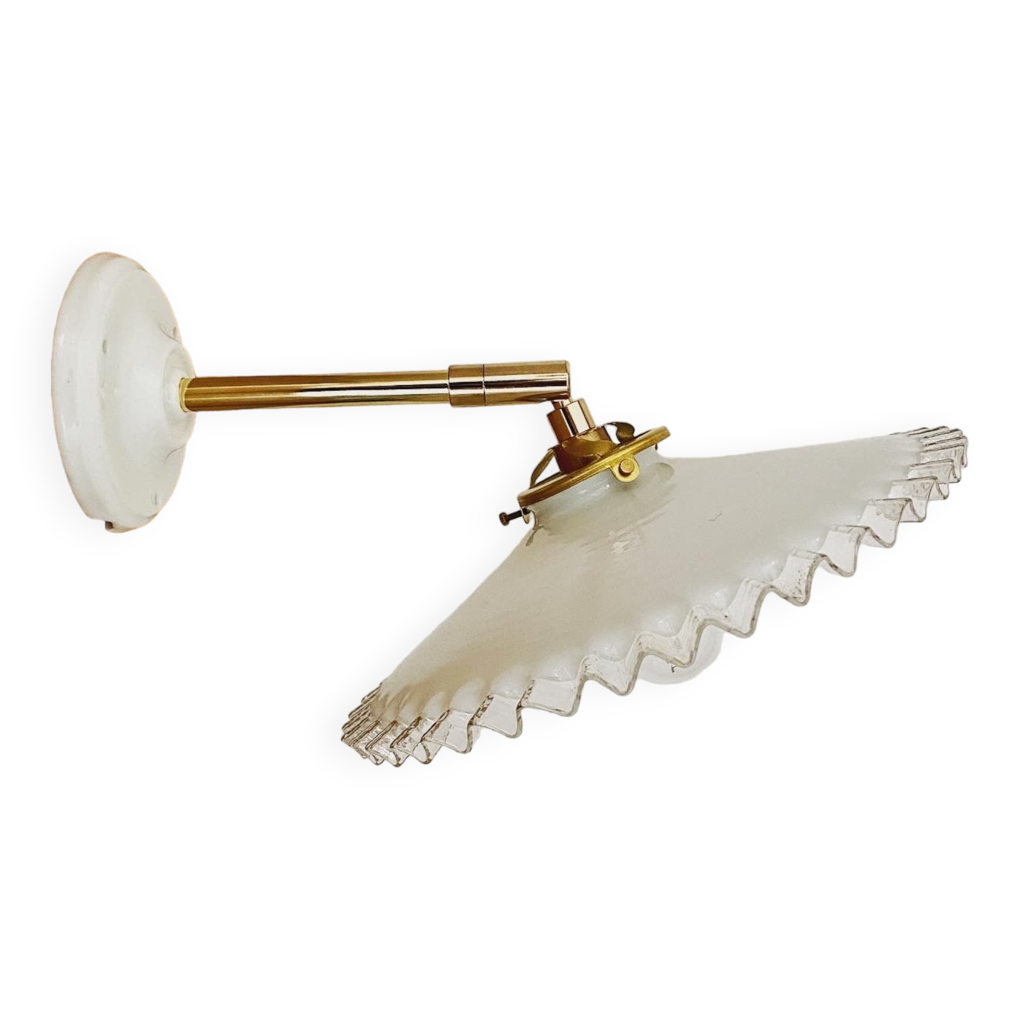 Vintage white opaline lampshade wall light