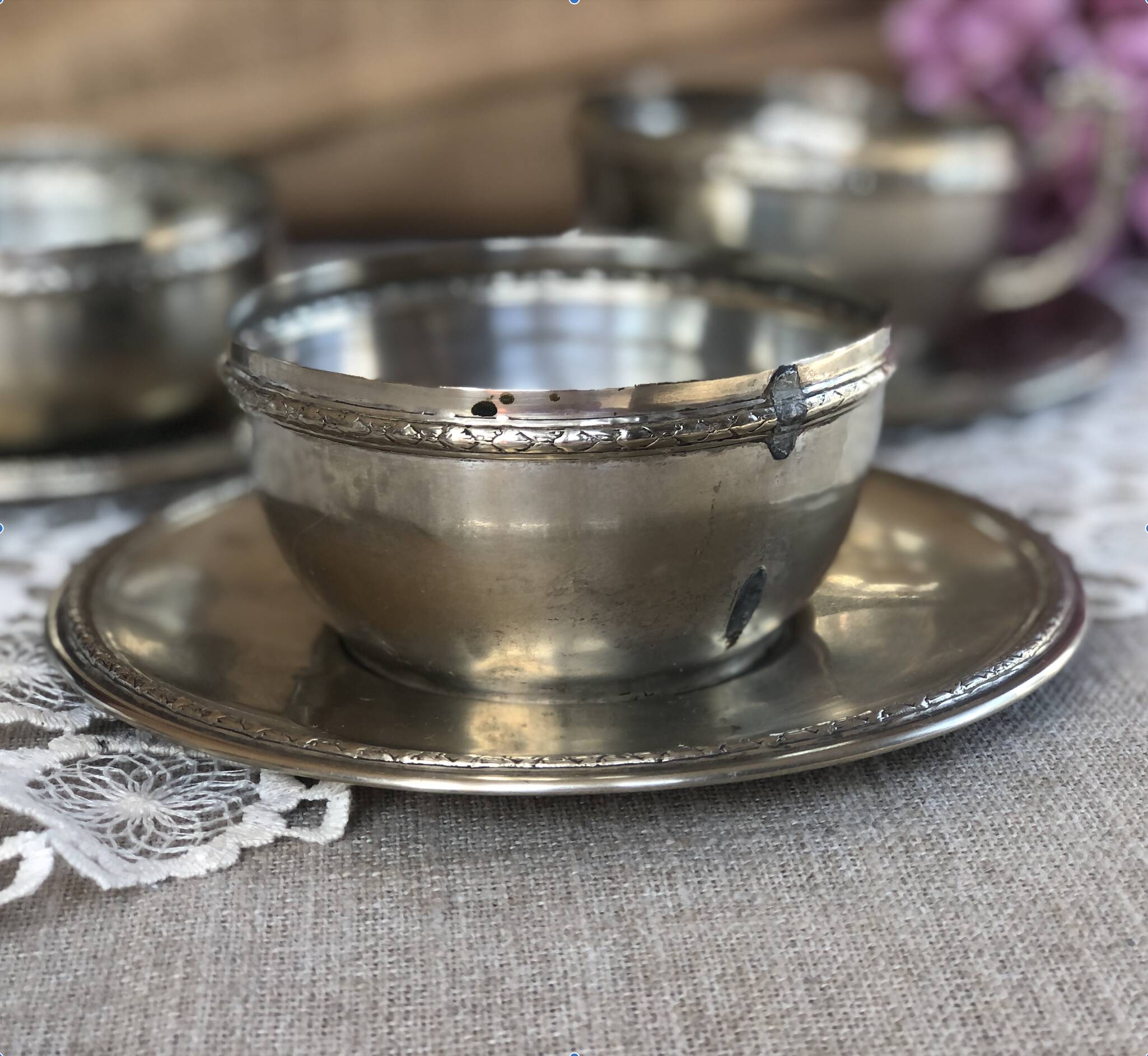 Set of 3 old "silverware" cups