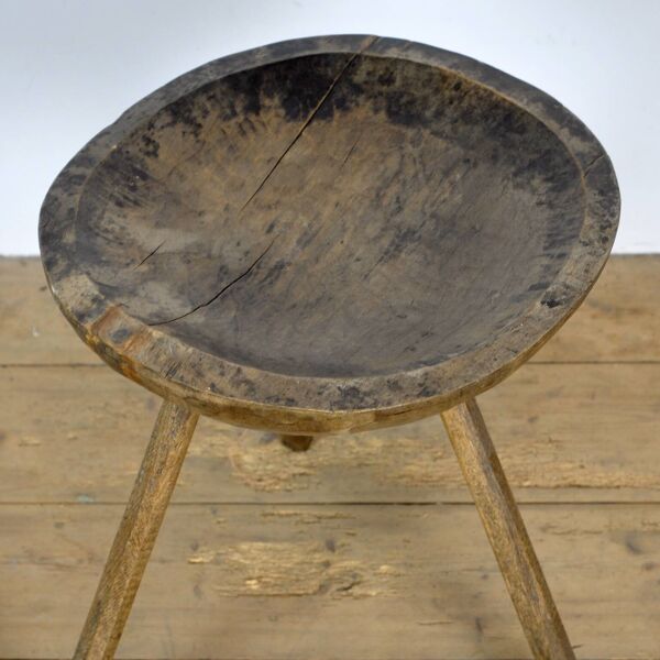 Tabouret à lait en chêne, années 1900