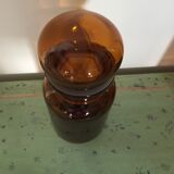 Lot of three pots of old amber brown apothecary