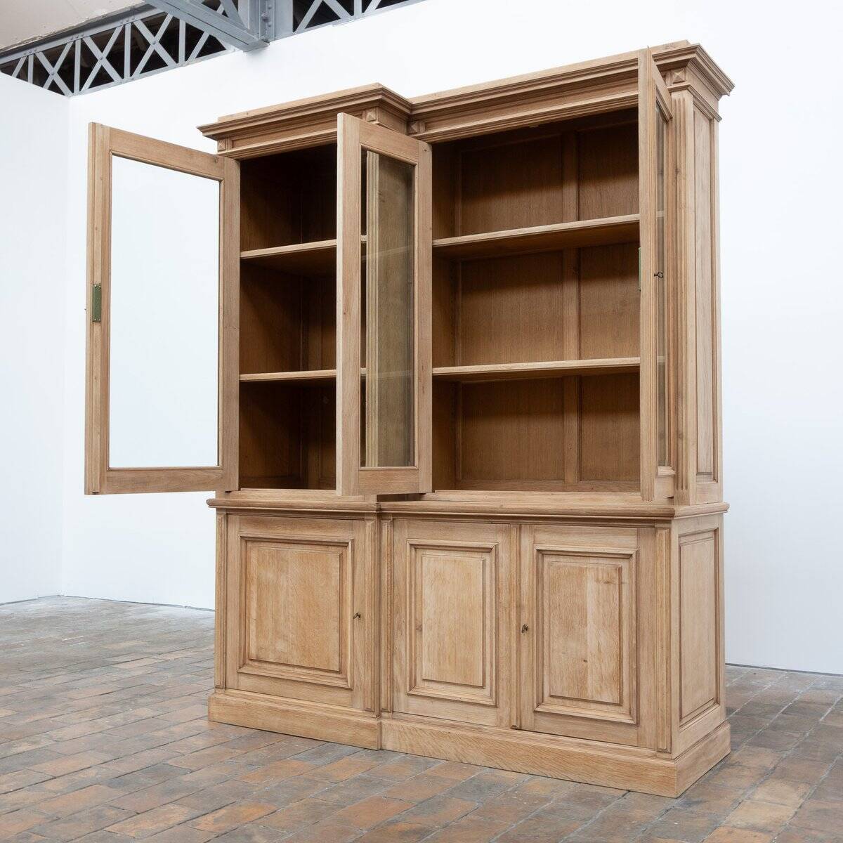 Raw Oak Display Bookcase, France, 1950
