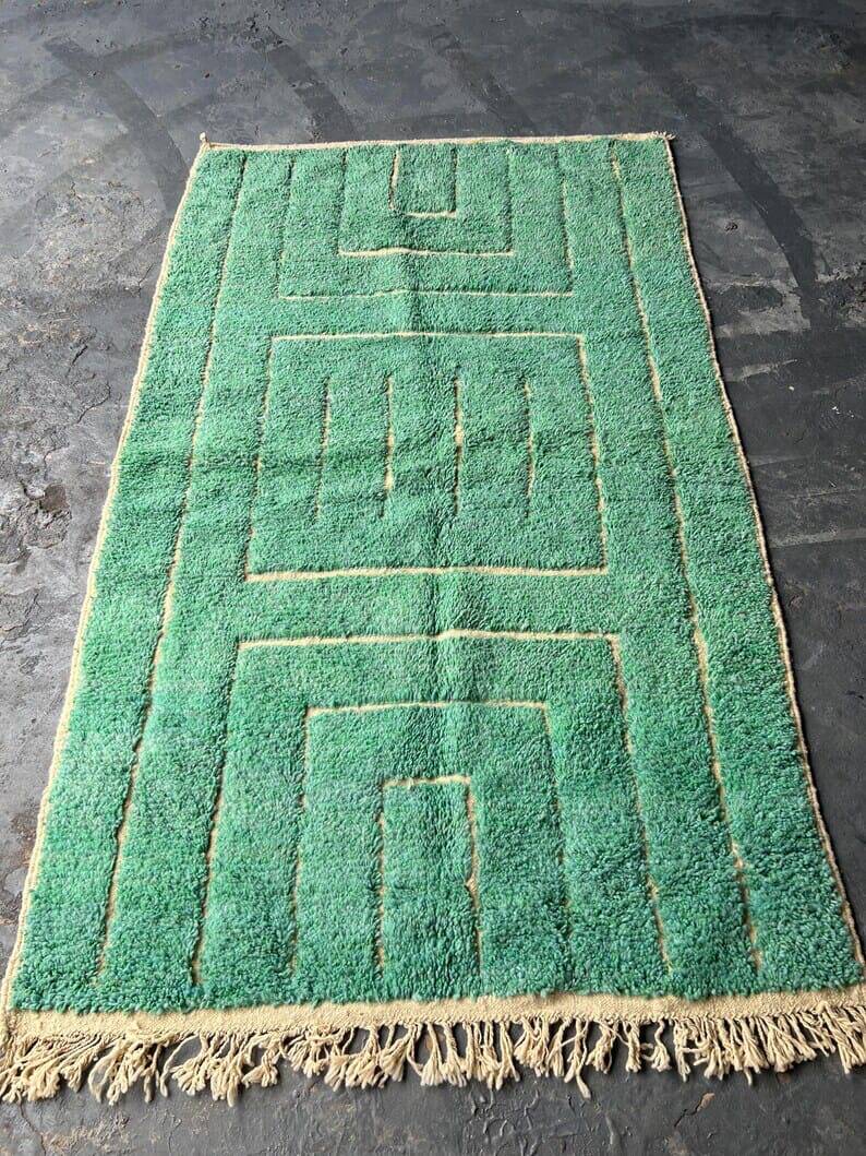 Handmade pure natural wool rug, size 150 x 250 cm