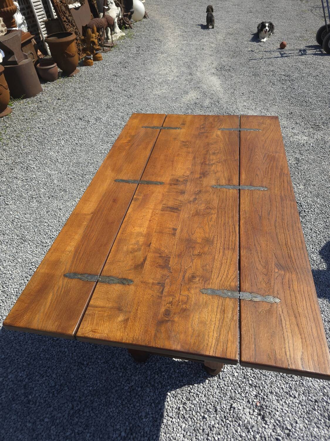 Table de ferme en chêne avec abattants