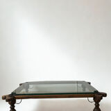 Indian coffee table made of wood and wrought iron.