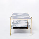 Table basse laiton chrome miroir décoré  1970