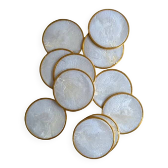 Set of 12 mother-of-pearl coasters